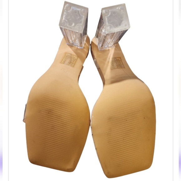 Y2K Azalea Wang Felicity Clear Baddie Strappy heel Open Toe Clear Block Heel 9 - Picture 8 of 10